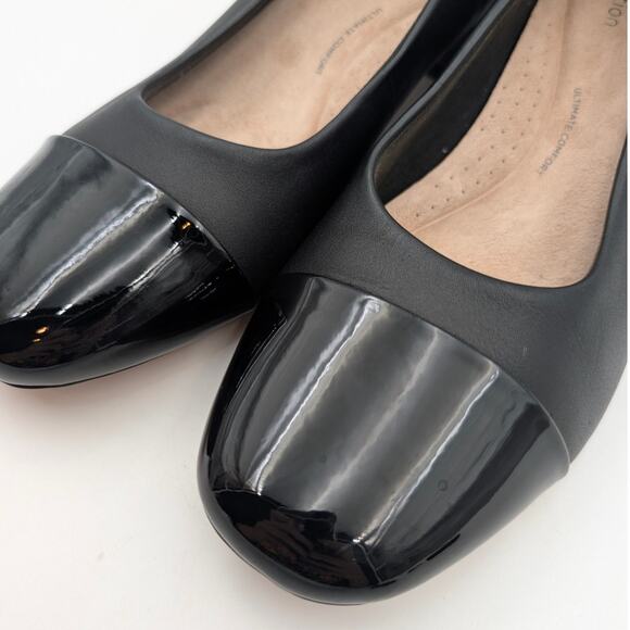 Clarks Marilyn Sara Block Heel Pumps Round Toe Women's Black Size US10M EU41.5 - Picture 7 of 8